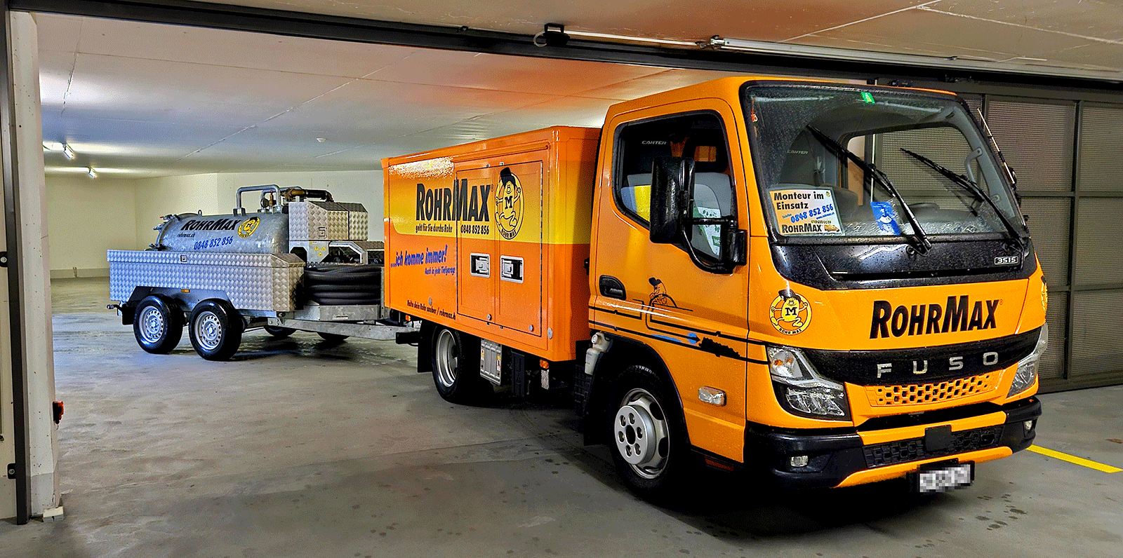 Die Reinigung beginnt direkt am Rohranschluss.
RohrMax fährt in jede Tiefgarage.

Die geringe H�...